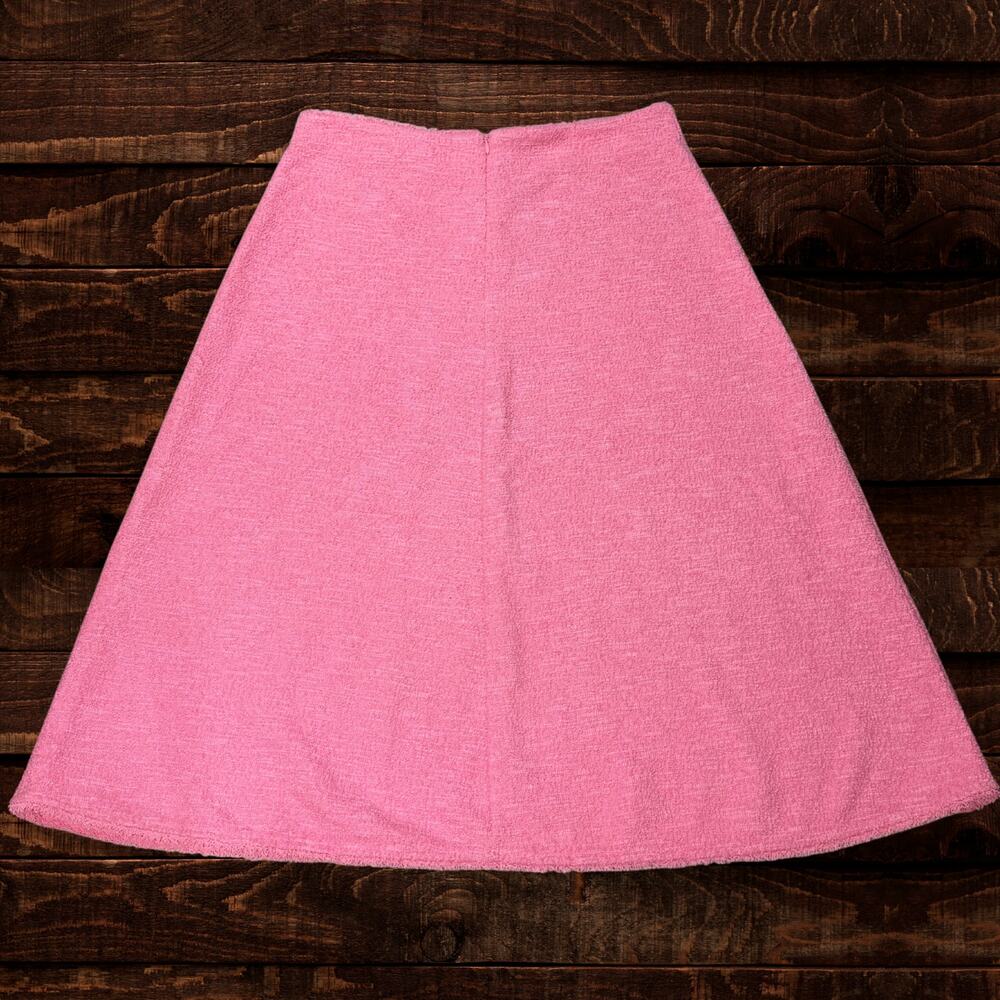 Zara Structured Jacquard Pink Tweed A-Line Midi Skirt Large - Picture 3 of 9